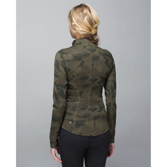 Lululemon Forme Full Zip Jacket Cuffins Savasana Camo Fatigue Green Size 6 - Picture 2 of 8